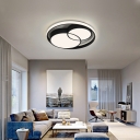 Arcylic 3 Circle Shape Flush Light Modern Style Black LED Flush Ceiling Light Fixture for Living Room