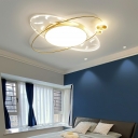 Modern Feather Planet Ceiling Lamp Iron and Acrylic Shade Bedroom Flush Lamp, 20