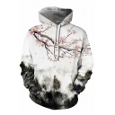 Soft Hoodie 3D Print Long-sleeved Kangaroo Pocket Drawcord Loose Hoodie for Men