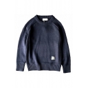 Men Pop Sweater Color Panel Round Neck Long-sleeved Loose Sweater