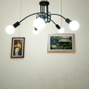 Industrial Large Semi Flush Ceiling Light Metal Black Ceiling Lamp for Clothes Stores