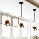 Metal Cylindrical Lampshade Pendant Light Kit Warm Light Suspension Lamp with Metal Handle