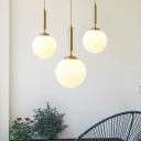 Modern Style Glass Ball Hanging Light Gold Handle Light for Bedroom Kitchen Study