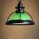 Industrial Style Hemisphere Shade Pendant Light Glass 1 Light Hanging Lamp