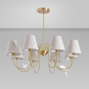 Gold Bedroom Chandelier Rustic Chandelier Light Fixtures Beige Fabric Shade with 8 Heads