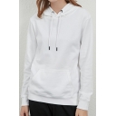 Simple Men's Hooded Sweatshirt Pure Color Front Pocket Drawstring Long Sleeve Regular Fit Hoodie