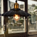 Mini Single Bulb Hanging Light Industrial Style Coffee Shop Pendant Lamp Black Saucer Shade