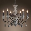 6/8 Lights Vintage Grey Candle Hanging Lamp Metal Gooseneck Arm Design Chandelier