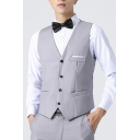 Unique Mens Suit Waistcoat Solid Color Pocket Detailed V Neck Slimming Sleeveless Vest