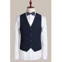 Trendy Suit Vest Plain V-Neck  Sleeveless Pockets Detail Slim Fit Suit Vest for Men
