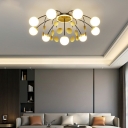 Open Bulb Ceiling Light Metal Circle Modern Style Semi Flush Ceiling Light for Living Room Bedroom