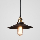 Industrial Style Cone Pendant Light Metal 1 Light Hanging Lamp in Black