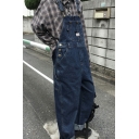 Unique Mens Overall Solid Color Front Pocket Sleeveless Straight Leg Overall