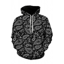 Men Chic Hoodie Paisley Pocket Design Relaxed Long Sleeve Hooded Drawstring Hoodie