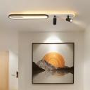Contemporary Decorative Office Commercial Led Fixture Super Slim Oval Flush Light with Spotlignt