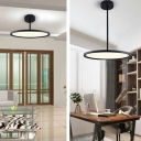 Contemporary Ceiling Light Black Shade with LED Light Circle Metal Ceiling Mount for Bedroom