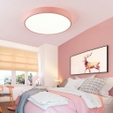 Macaron Round Flush Ceiling Lamp Metal Shade LED Flush Mount Lighting for Bedroom