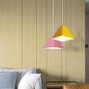 Modern Macarons 1 Light Metal Coffee Shop Hanging Lamp Trapezoid Shade Pendant Lighting