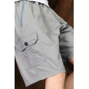 Unique Shorts Solid Color Pocket Knee Length Relaxed Fit Elasticated Waist Shorts for Guys