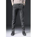 Daily Mens Pants Solid Color Mid Rise Straight Fit Pants