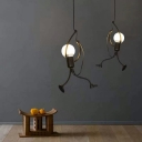 Industrial Style Pendant Light Metal 1 Light Hanging Lamp in Black