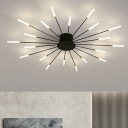 Modern Ceiling Mount Acrylic Linear Shade Natural Light LED Metal Ceiling Mount Semi Flush for Living Room