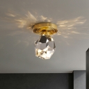 1 Bulb Geometric Ceiling Flush Mount Crystal Semi Mount Lighting for Hallway