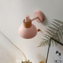 Torchlight Shaped Wall Light Macaron Metal 1 Bulb Kids Bedroom Wall Mounted Lamp with Ball Pull Chain