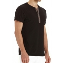 Basic Designed Men's Tee Top Plain Henley Neck Short Sleeve Relaxed Fit Tee Top