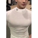 Sporty T-Shirt Pure Color Short Sleeves Crew Neck Slim Fit T-Shirt for Men