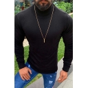 Comfy Guys Sweater Plain High Neck Long-sleeved Rib Cuffs Slim Fit Sweater
