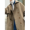 Street Style Coat Solid Notched Collar Long Sleeves Regular Fitted Button Up Trench Coat for Boys