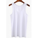 Mens Stylish Pure Color Tank Top Straight Hem Sleeveless Round Neck Slim Fitted Tank Top
