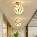 Flower Shade Semi Mount Lighting 8 Inch Wide Minimalist 1-Bulb Acrylic Ceiling Flush Light for Corridor