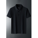 Basic Men's Polo Shirt Plain Button Collar Short-sleeved Regular Polo Shirt