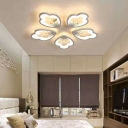 Multi Light Flower LED Ceiling Lamp Warm Light Modern Fashion Metal Semi Flush Mount Light in White