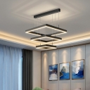 Contemporary Style Ceiling Lighting Black Hollow Square Acrylic Bedroom LED Ceiling Mounted Fixture