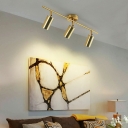 Tubular Metal Ceiling Track Lighting Minimalist Brass Semi Flush Mount Spotlight for Living Room