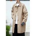 Creative Mens Trench Coat Whole Colored Turn-down Collar Single Breasted Side Pocket Trench Coat