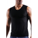 Dashing Boy's Vest Top Pure Color Wide Shoulder Strap Round Neck Sleeveless Skinny Tank Top