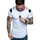 Trendy T-Shirt Color Panel Short-sleeved Crew Neck Slim Fit T-Shirt for Guys