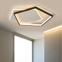 Arcylic 2 Pentagon Shape Flush Light Modern Style 20 Inchs Wide Black LED Flush Ceiling Light Fixture for Living Room