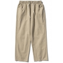 Modern Guys Pants Whole Colored Pocket Drawstring Waist Full Length Oversize Pants