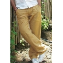 Guy's Freestyle Pants Plain Pocket Detailed Drawcord Elastic Waist Mid Rise Relaxed Pants