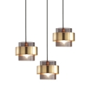 Single Head Glass Pendant Light Gold Metal Ring Light for Living Room Shopwindow