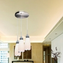 Contemporary Style Tapered Pendant Light White Glass Hanging Light for Living Room
