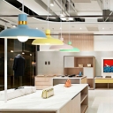 Multiple Macaron Color Nordic Dining Room Pendant Aluminum Pot Lid Shade 1-Head Hanging Lamp