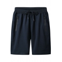 Men Stylish Shorts Pocket Drawstring Elastic Waist Mid Rise Regular Fitted Shorts