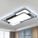 Living Room Flush Mount Ceiling Light Fixture Acrylic LED Ceiling Lamp in Rectangle Shape
