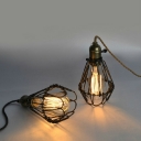 Industrial Retro Caged Shade Pendant Light Metal 1 Light Hanging Lamp